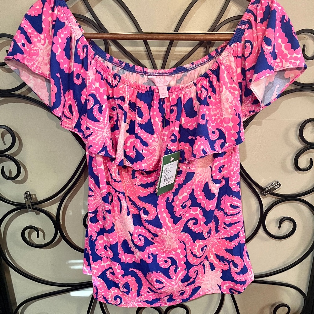 Lilly Pulitzer Strapless Ruffle Top